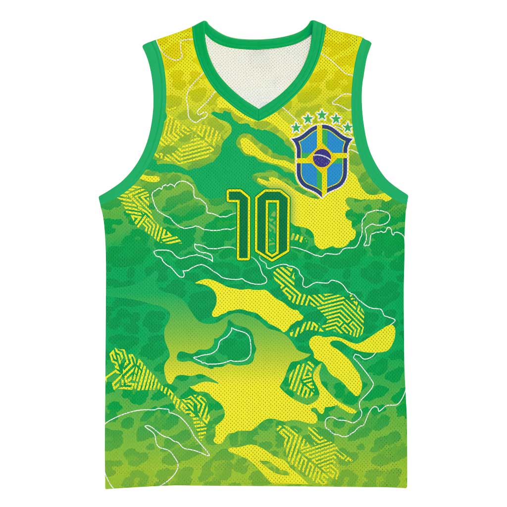 Custom Brazil National Football Basketball Jersey South American Wild Nature Sporty Style - Wonder Print Shop