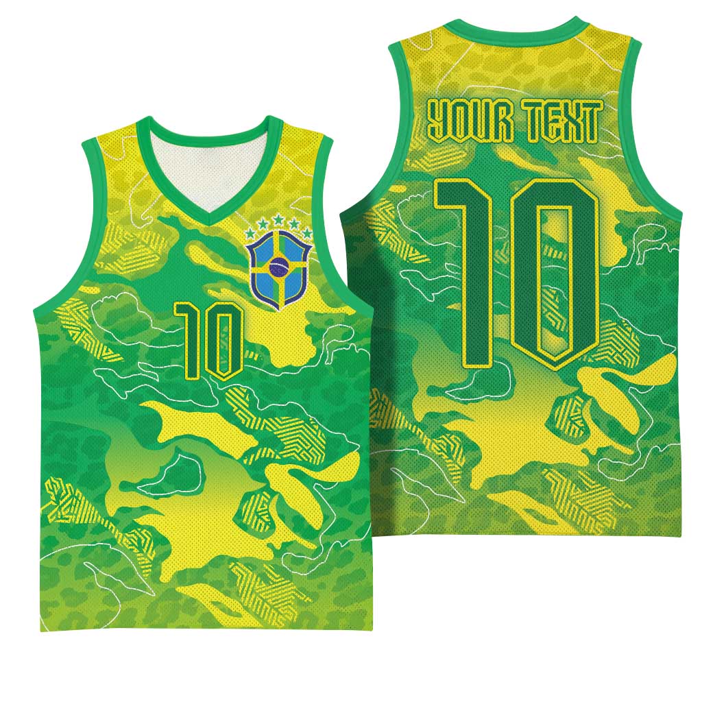 Custom Brazil National Football Basketball Jersey South American Wild Nature Sporty Style - Wonder Print Shop