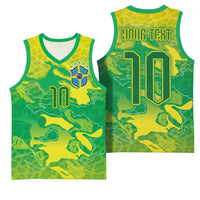 Custom Brazil National Football Basketball Jersey South American Wild Nature Sporty Style - Wonder Print Shop