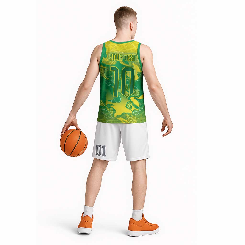 Custom Brazil National Football Basketball Jersey South American Wild Nature Sporty Style - Wonder Print Shop