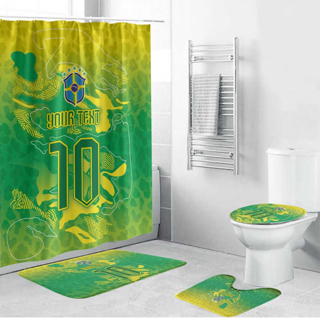 Custom Brazil National Football Bathroom Set South American Wild Nature Sporty Style - Wonder Print Shop