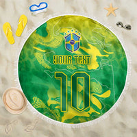 Custom Brazil National Football Beach Blanket South American Wild Nature Sporty Style - Wonder Print Shop