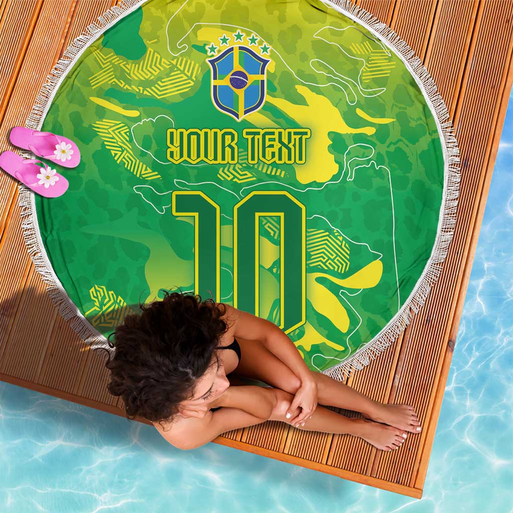Custom Brazil National Football Beach Blanket South American Wild Nature Sporty Style - Wonder Print Shop