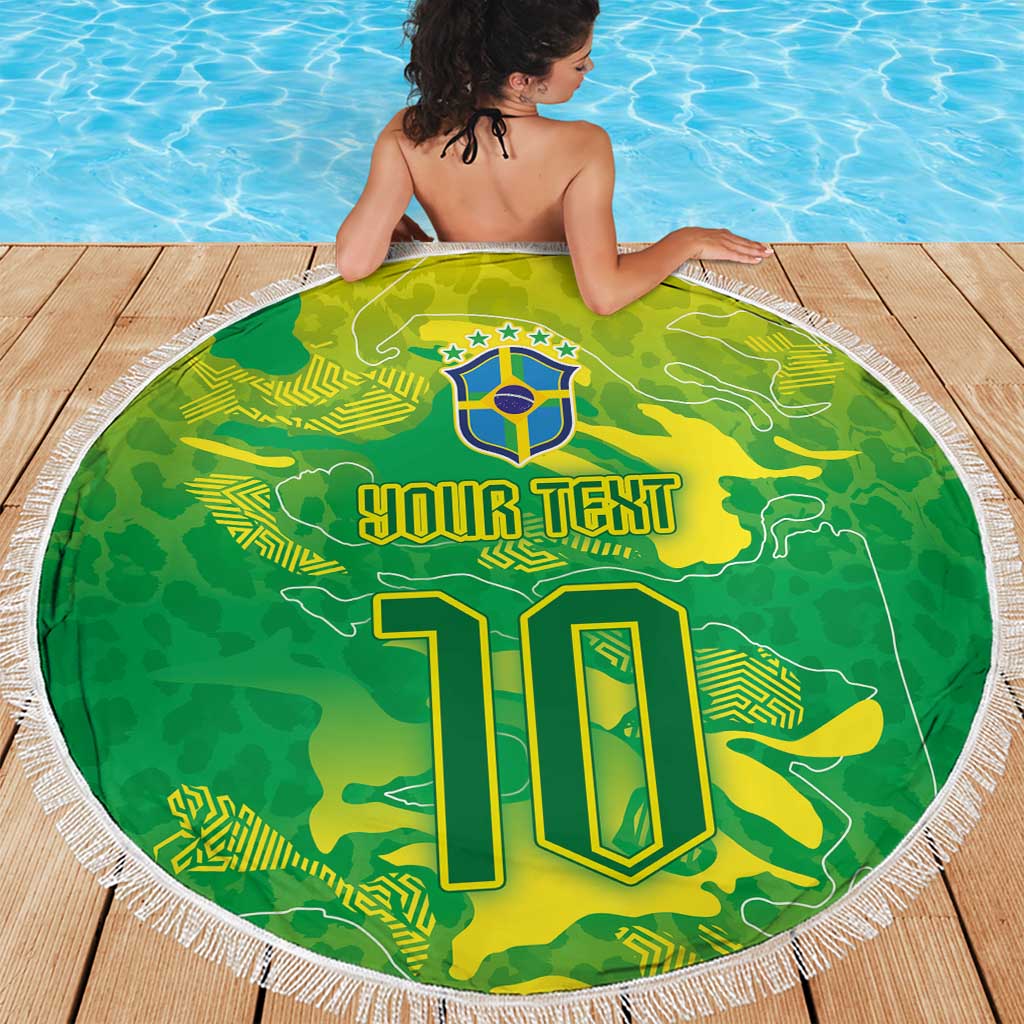 Custom Brazil National Football Beach Blanket South American Wild Nature Sporty Style - Wonder Print Shop