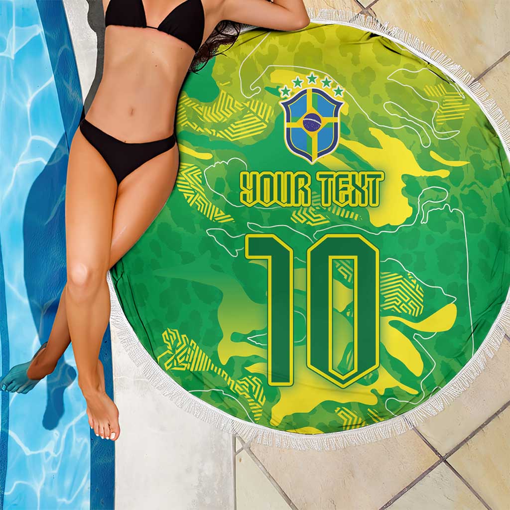 Custom Brazil National Football Beach Blanket South American Wild Nature Sporty Style - Wonder Print Shop
