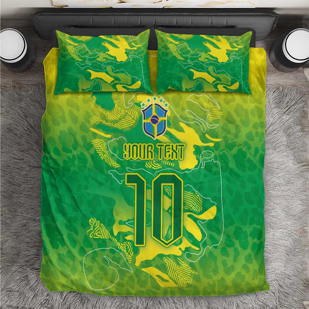 Custom Brazil National Football Bedding Set South American Wild Nature Sporty Style - Wonder Print Shop