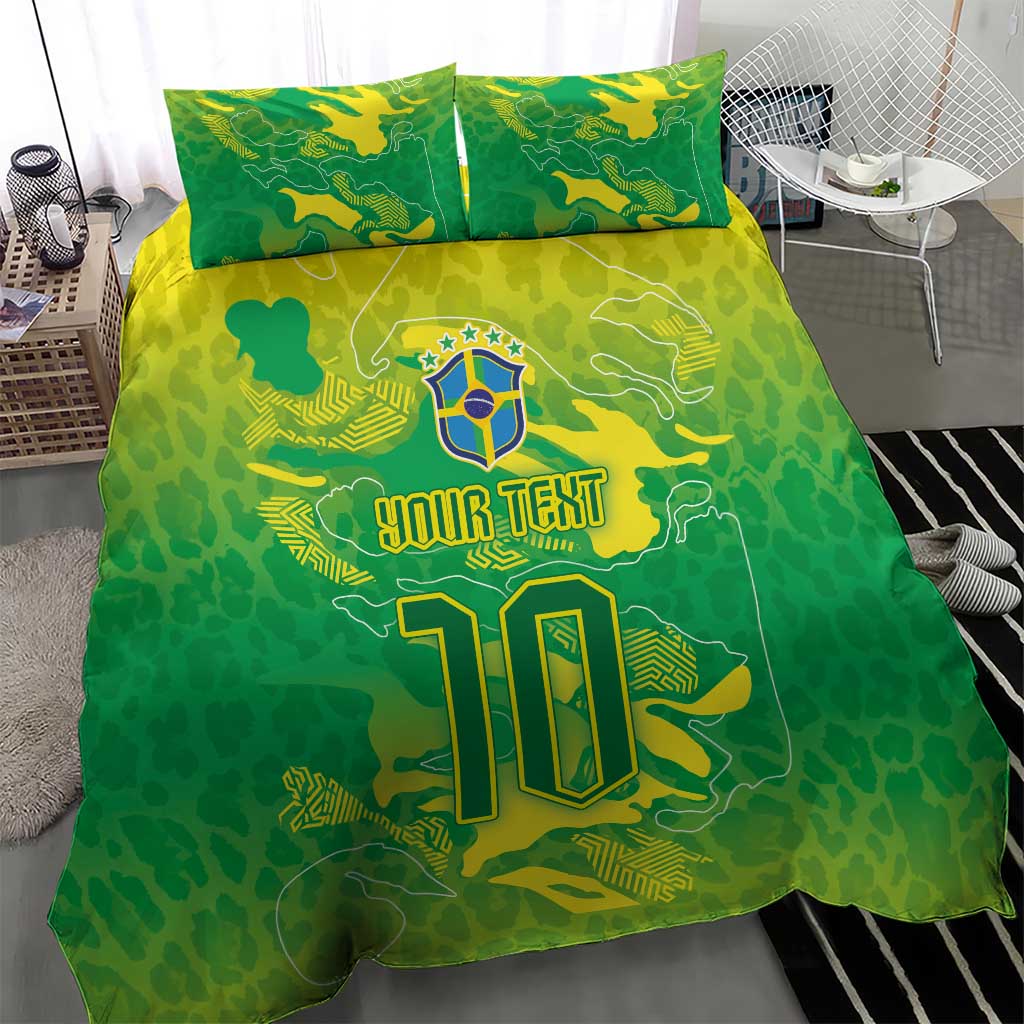 Custom Brazil National Football Bedding Set South American Wild Nature Sporty Style - Wonder Print Shop