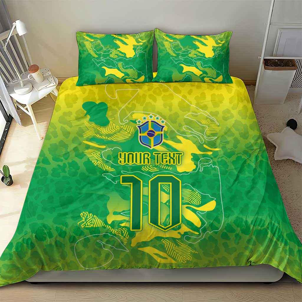 Custom Brazil National Football Bedding Set South American Wild Nature Sporty Style - Wonder Print Shop