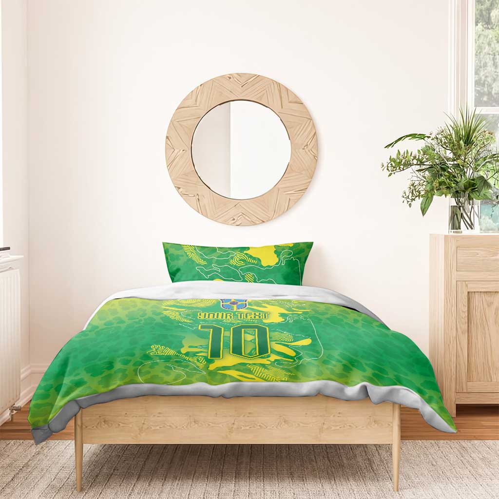 Custom Brazil National Football Bedding Set South American Wild Nature Sporty Style - Wonder Print Shop