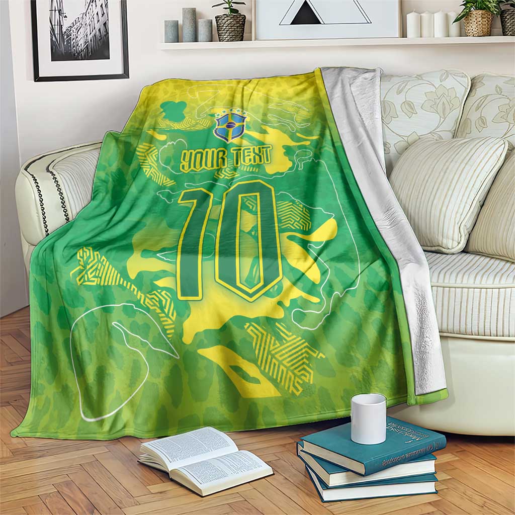 Custom Brazil National Football Blanket South American Wild Nature Sporty Style - Wonder Print Shop