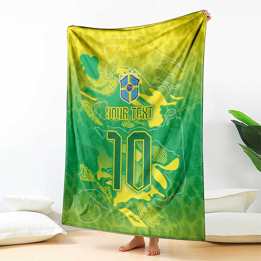 Custom Brazil National Football Blanket South American Wild Nature Sporty Style - Wonder Print Shop