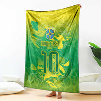 Custom Brazil National Football Blanket South American Wild Nature Sporty Style - Wonder Print Shop