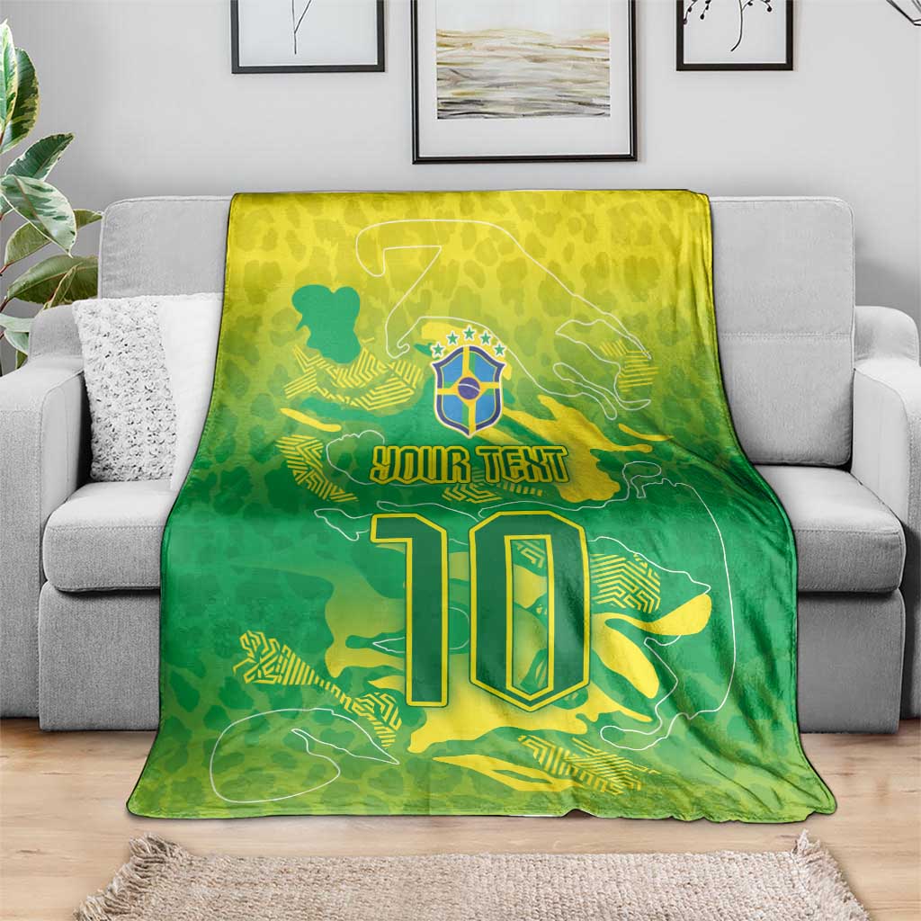 Custom Brazil National Football Blanket South American Wild Nature Sporty Style - Wonder Print Shop