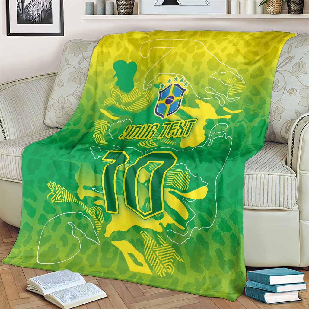 Custom Brazil National Football Blanket South American Wild Nature Sporty Style - Wonder Print Shop