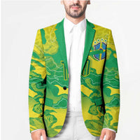 Custom Brazil National Football Blazer South American Wild Nature Sporty Style - Wonder Print Shop