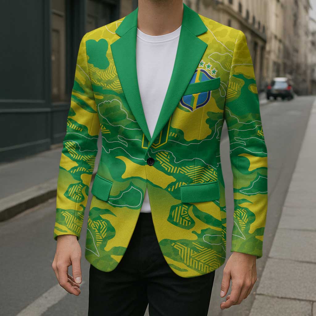 Custom Brazil National Football Blazer South American Wild Nature Sporty Style - Wonder Print Shop