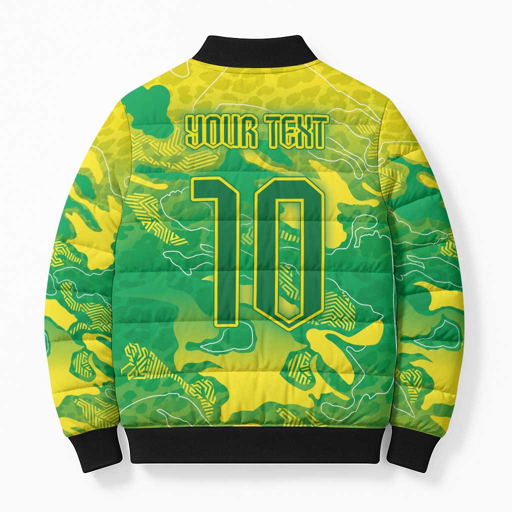 Custom Brazil National Football Bomber Puffer Jacket South American Wild Nature Sporty Style - Wonder Print Shop