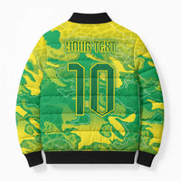 Custom Brazil National Football Bomber Puffer Jacket South American Wild Nature Sporty Style - Wonder Print Shop