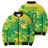 Custom Brazil National Football Bomber Puffer Jacket South American Wild Nature Sporty Style - Wonder Print Shop