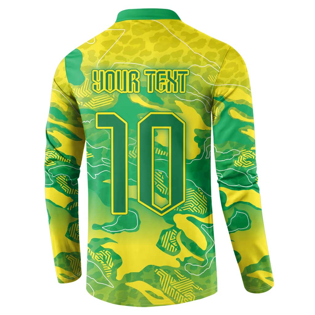 Custom Brazil National Football Button Sweatshirt South American Wild Nature Sporty Style - Wonder Print Shop