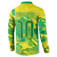 Custom Brazil National Football Button Sweatshirt South American Wild Nature Sporty Style - Wonder Print Shop
