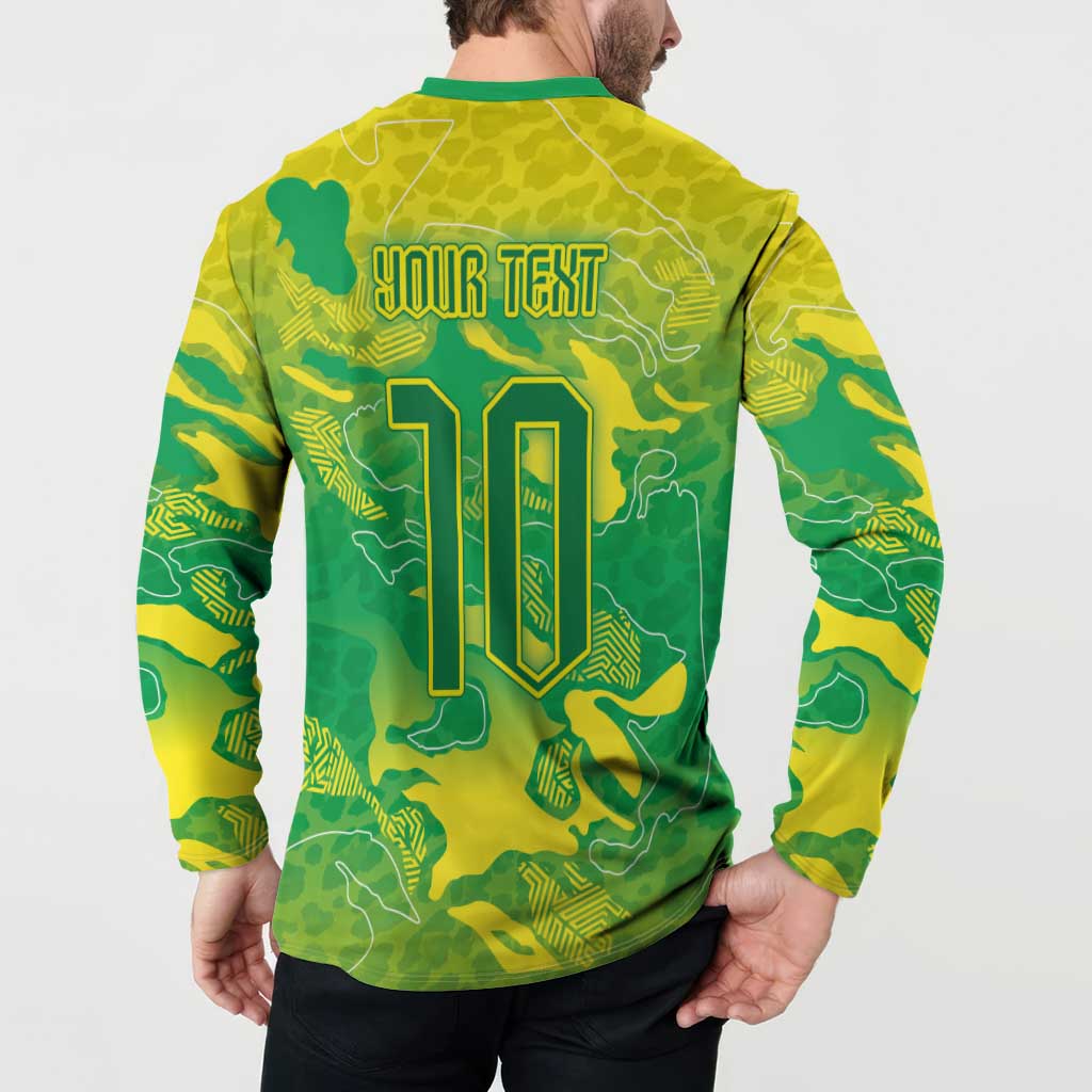 Custom Brazil National Football Button Sweatshirt South American Wild Nature Sporty Style - Wonder Print Shop