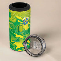 Custom Brazil National Football 4 in 1 Can Cooler Tumbler South American Wild Nature Sporty Style - Wonder Print Shop
