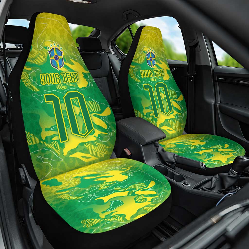 Custom Brazil National Football Car Seat Cover South American Wild Nature Sporty Style - Wonder Print Shop