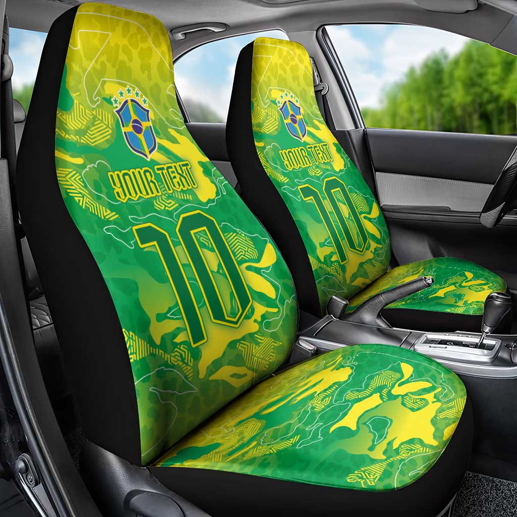 Custom Brazil National Football Car Seat Cover South American Wild Nature Sporty Style - Wonder Print Shop