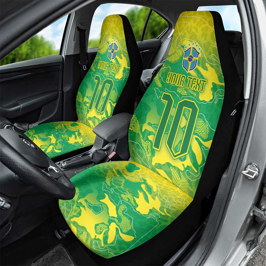 Custom Brazil National Football Car Seat Cover South American Wild Nature Sporty Style - Wonder Print Shop