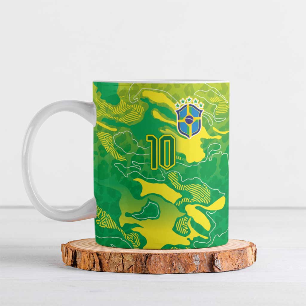 Custom Brazil National Football Ceramic Mug South American Wild Nature Sporty Style - Wonder Print Shop
