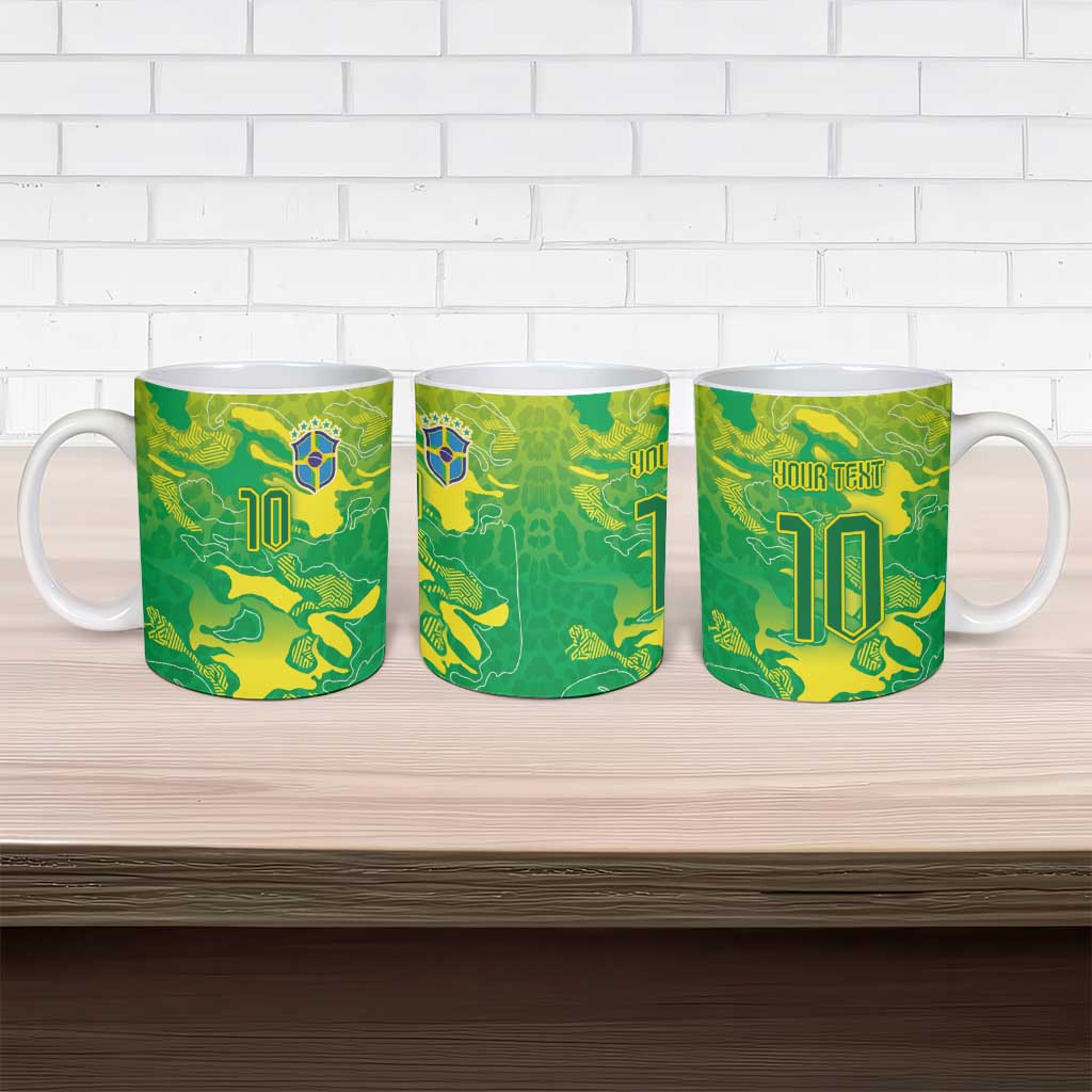 Custom Brazil National Football Ceramic Mug South American Wild Nature Sporty Style - Wonder Print Shop