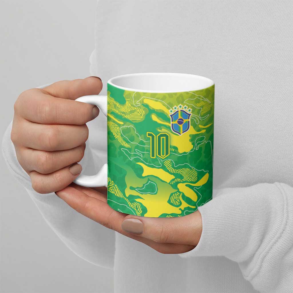 Custom Brazil National Football Ceramic Mug South American Wild Nature Sporty Style - Wonder Print Shop