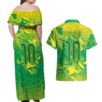 Custom Brazil National Football Couples Matching Off Shoulder Maxi Dress and Hawaiian Shirt South American Wild Nature Sporty Style - Wonder Print Shop