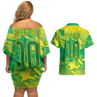 Custom Brazil National Football Couples Matching Off Shoulder Short Dress and Hawaiian Shirt South American Wild Nature Sporty Style - Wonder Print Shop