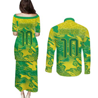 Custom Brazil National Football Couples Matching Puletasi and Long Sleeve Button Shirt South American Wild Nature Sporty Style - Wonder Print Shop