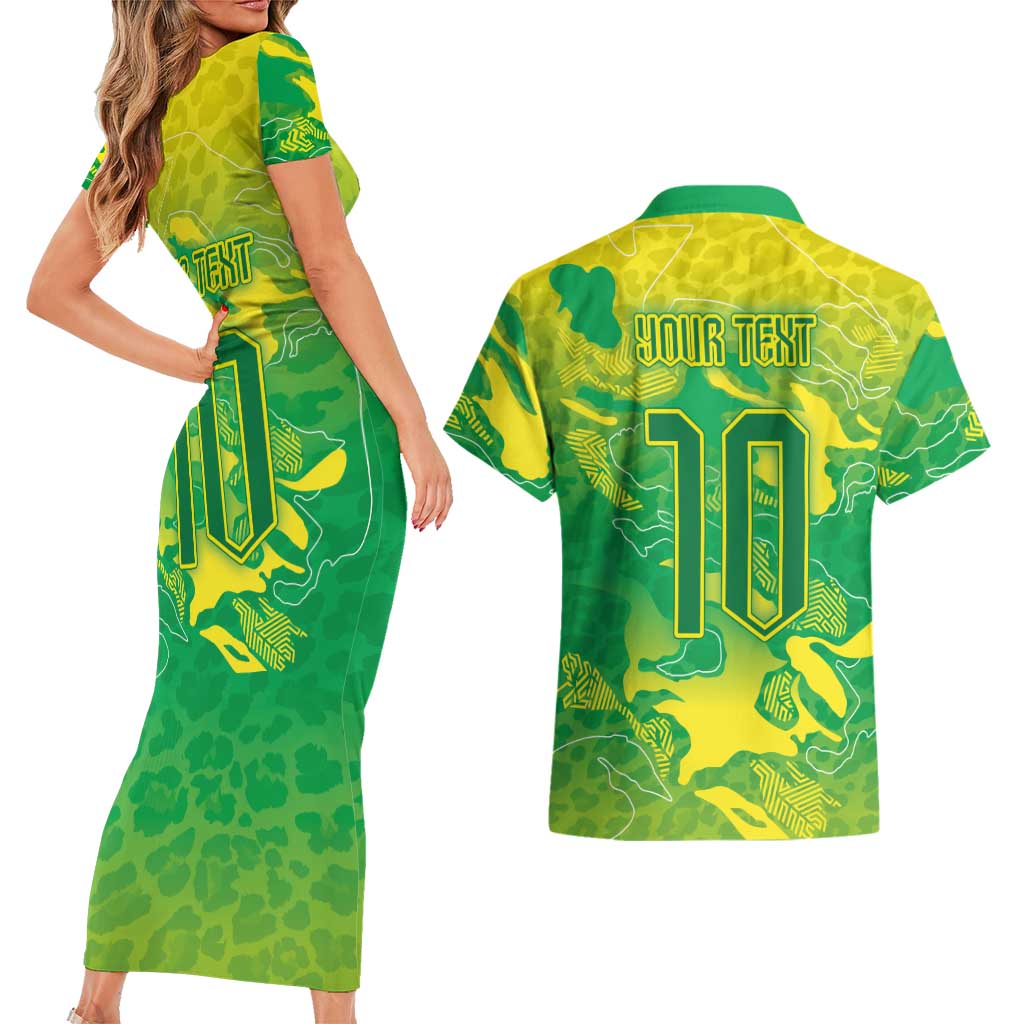 Custom Brazil National Football Couples Matching Short Sleeve Bodycon Dress and Hawaiian Shirt South American Wild Nature Sporty Style - Wonder Print Shop