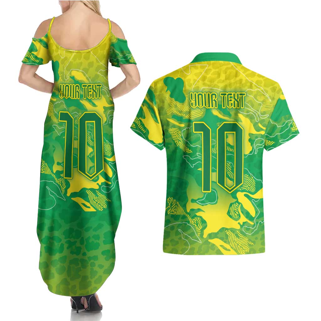Custom Brazil National Football Couples Matching Summer Maxi Dress and Hawaiian Shirt South American Wild Nature Sporty Style - Wonder Print Shop