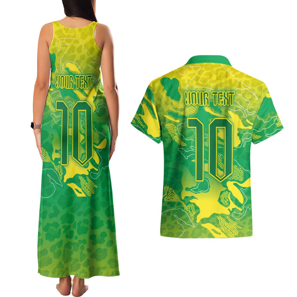 Custom Brazil National Football Couples Matching Tank Maxi Dress and Hawaiian Shirt South American Wild Nature Sporty Style - Wonder Print Shop