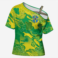 Custom Brazil National Football Cross Shoulder Shirt South American Wild Nature Sporty Style - Wonder Print Shop