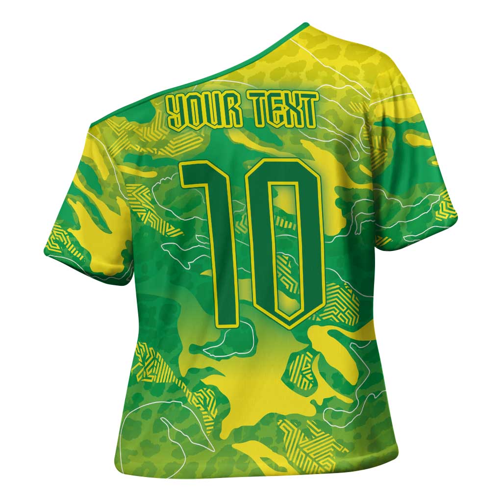Custom Brazil National Football Cross Shoulder Shirt South American Wild Nature Sporty Style - Wonder Print Shop