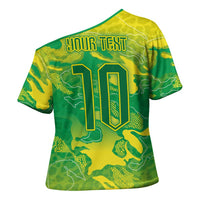 Custom Brazil National Football Cross Shoulder Shirt South American Wild Nature Sporty Style - Wonder Print Shop