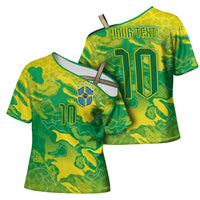 Custom Brazil National Football Cross Shoulder Shirt South American Wild Nature Sporty Style - Wonder Print Shop