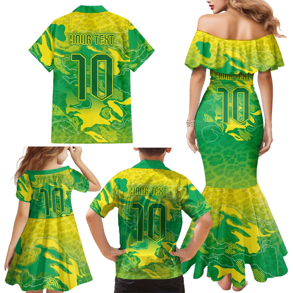 Custom Brazil National Football Family Matching Mermaid Dress and Hawaiian Shirt South American Wild Nature Sporty Style - Wonder Print Shop