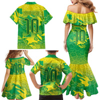 Custom Brazil National Football Family Matching Mermaid Dress and Hawaiian Shirt South American Wild Nature Sporty Style - Wonder Print Shop
