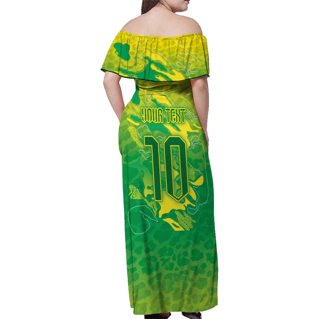 Custom Brazil National Football Family Matching Off Shoulder Maxi Dress and Hawaiian Shirt South American Wild Nature Sporty Style - Wonder Print Shop