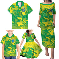 Custom Brazil National Football Family Matching Puletasi and Hawaiian Shirt South American Wild Nature Sporty Style - Wonder Print Shop
