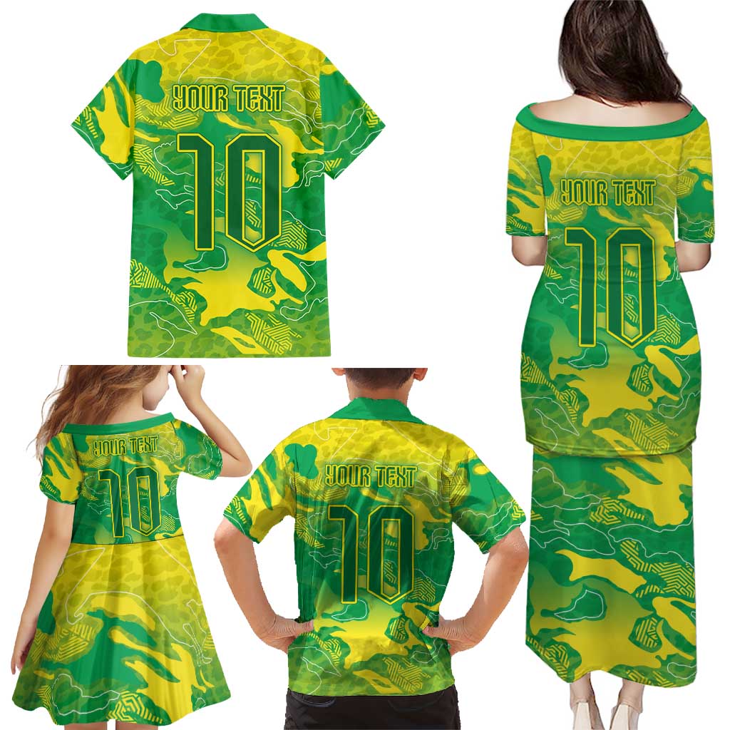 Custom Brazil National Football Family Matching Puletasi and Hawaiian Shirt South American Wild Nature Sporty Style - Wonder Print Shop