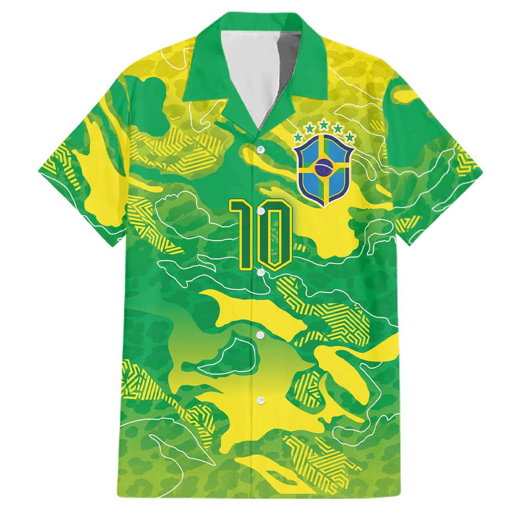 Custom Brazil National Football Family Matching Puletasi and Hawaiian Shirt South American Wild Nature Sporty Style - Wonder Print Shop