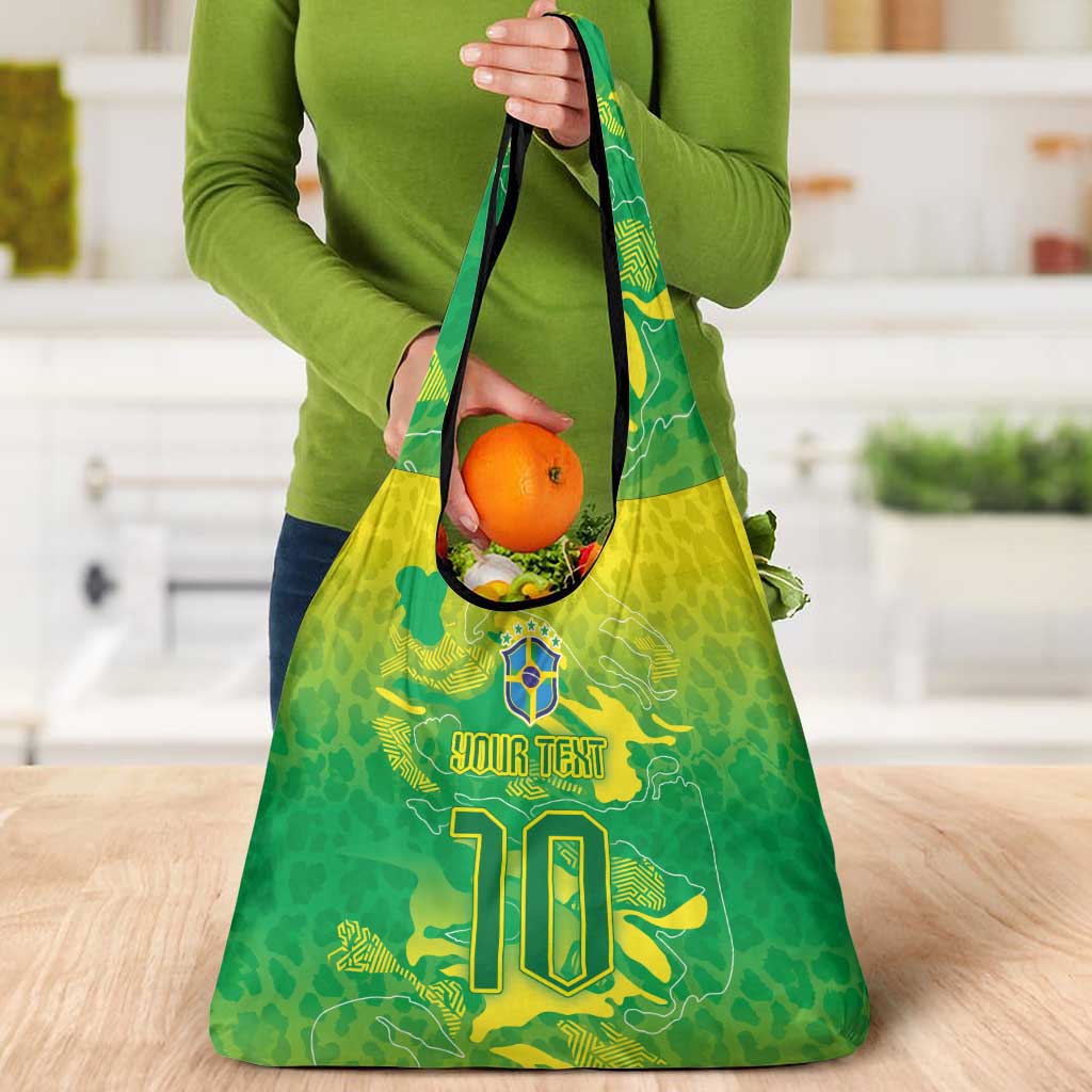 Custom Brazil National Football Grocery Bag South American Wild Nature Sporty Style - Wonder Print Shop